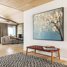 Load image into Gallery viewer, Textured White Blossom Tree Abstract Painting on Canvas - “Serene Blooms” DKH671