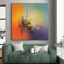 Load image into Gallery viewer, Large - Scale Hand - painted Color - Blocked Urban Abstraction Acrylic Art for Modern City Lofts LargeART0234