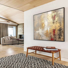 Load image into Gallery viewer, Elegant Gray and Gold Abstract Textures Abstract acrylic painting DLZ045