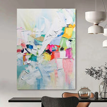 Load image into Gallery viewer, “Color - Blocked Abstract Joy” – Thickly Textured Oil Painting with Rainbow Hues DTP274