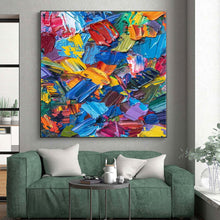 Load image into Gallery viewer, Large - Scale Hand - painted Colorful Palette Knife Chaos Acrylic Art for Eclectic - Style Game Rooms LargeART0229