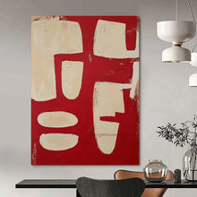 Load image into Gallery viewer, Red & Beige Abstract Shapes - Ideal for Bohemian Living Room & Art Studio LargeART2367