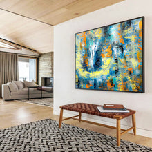 Load image into Gallery viewer, “Bold Blue Energy” Abstract Expressionist Painting on Canvas, Dynamic Color Art DKH924