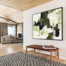 Load image into Gallery viewer, Green And Black Abstract Painting On Canvas DKH444