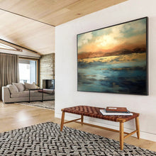 Load image into Gallery viewer, Sunset Over Golden Waters Abstract acrylic painting DLZ055