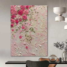 Load image into Gallery viewer, Textured Pink Roses Abstract Painting, Ideal for Romantic Bedroom & Feminine Boutique LargeART1450