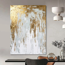 Load image into Gallery viewer, Gold and Gray Drip Art Acrylic Art, Nice for Entryway & Master Bedroom LargeART1037