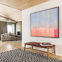 Load image into Gallery viewer, Subtle Blue and Pink Abstract Painting with White Dots for Dreamy Nursery & Light - Filled Reading Nook DKH280