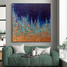 Load image into Gallery viewer, Hand - painted Large - scale Blue - Black Forest Abstract Acrylic Art for Nature - Inspired Living Rooms LargeART0054
