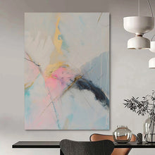 Load image into Gallery viewer, Pastel Abstract with Gold Accents Canvas Painting, Perfect for Chic Bedroom & Sophisticated Dining Room LargeART1179