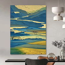 Load image into Gallery viewer, “Layered Blue Mountains” Abstract Landscape Painting on Canvas, Vibrant Decor DKH963