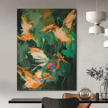 Load image into Gallery viewer, Colorful Hummingbird Swarm Abstract Art, Ideal for Bohemian Bedroom & Lively Sunroom LargeART2026
