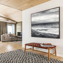 Load image into Gallery viewer, Monochrome Seascape Abstract Painting on Canvas - “Gray Ocean Mood” DKH632