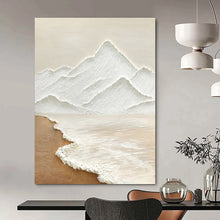 Load image into Gallery viewer, “Textured Mountain & Sea” – Minimalist Relief Painting with Neutral Tones DTP273