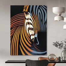 Load image into Gallery viewer, “Color - Swirled Zebra” - Vibrant Striped Animal Art on Canvas DKH1447