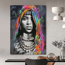 Load image into Gallery viewer, “Colorful Graffiti - Style Portrait” - Street - Art Inspired Art on Canvas DKH1645
