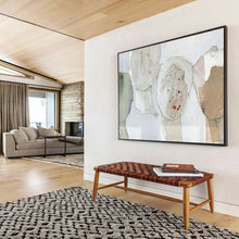 Load image into Gallery viewer, Hand - painted Generous - sized Collaged Neutral Figures Acrylic Art for Eclectic Home Offices LargeART1781