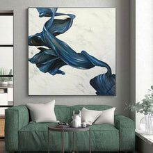 Load image into Gallery viewer, Oversized Blue Ribbon - Like Abstract Acrylic for Modern Dance Studio & Elegant Home Office LargeART0349
