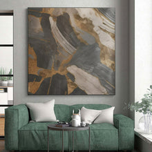 Load image into Gallery viewer, Gray - Gold Abstract Texture Art for Industrial - Chic Loft & Art Gallery LargeART0849