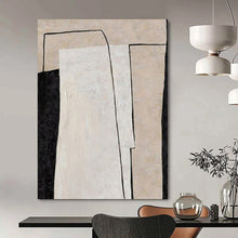 Load image into Gallery viewer, Geometric Black - White Abstract 2 Abstract Canvas Painting, Suited for Modern Studio & Chic Entryway LargeART1136