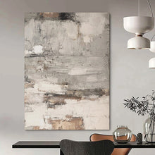 Load image into Gallery viewer, Neutral Textured Abstract with Patches Art for Industrial - style Apartment & Rustic Art Studio LargeART0972