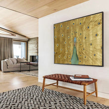 Load image into Gallery viewer, Ornate Peacock Painting on Canvas - “Golden Plumage” DKH740