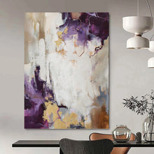 Load image into Gallery viewer, “Purple - Gold Abstract Elegance” Abstract Painting on Canvas, Sophisticated Art DKH1009