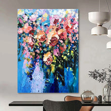 Load image into Gallery viewer, “Vibrant Impasto Flower Bouquet” - Colorful, Textured Floral Art on Canvas DKH1349