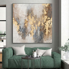 Load image into Gallery viewer, Gray and Gold Abstract Drips Acrylic Art - Great for Glamorous Hotel Suite & Art Deco Living Room LargeART0576