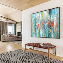 Load image into Gallery viewer, Blue & Colorful Abstract Streaks - Lively Living Room Art LargeART1515