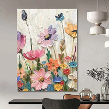 Load image into Gallery viewer, “Textured Floral Garden” – Multicolored Flower Oil Painting with Thick Impasto DTP081
