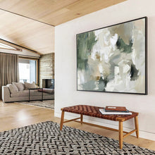 Load image into Gallery viewer, Green & Neutral Abstract Shape Painting - Perfect for Nature - Inspired Living Room & Eco - Friendly Office DKH045