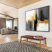 Load image into Gallery viewer, Hand - painted Abstract Gold - Accented Acrylic Art for Luxury Bedroom Decor LargeART1648