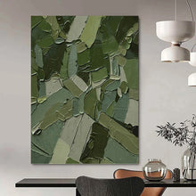 Load image into Gallery viewer, “Mosaic Green Shapes” - Green, Grey Abstract Art on Canvas DKH1211