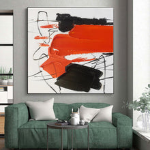 Load image into Gallery viewer, Large - Format Red - Black Abstract Art for Bold Home Office & Dramatic Living Room LargeART0513