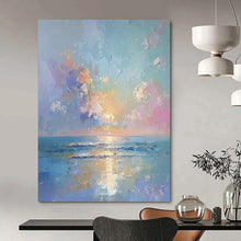 Load image into Gallery viewer, Impressionistic Abstract Sunset Art, Color - Blended Coastal Painting for Beach House Living Room & Relaxation Nook LargeART2202