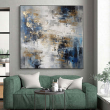 Load image into Gallery viewer, Blue - Gray - Gold Abstract Acrylic Art - Suited for Dining Room & Hotel Lobby Adornment LargeART0537