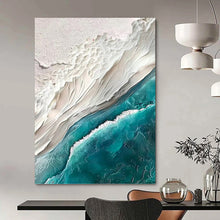 Load image into Gallery viewer, “Textured Coastal Impasto” - Blue and White Seascape Art on Canvas DKH1394