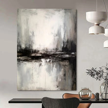 Load image into Gallery viewer, Grayscale Water Reflection Art for Modern Lakeside Home & Serene Art Gallery LargeART0922