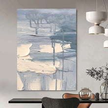 Load image into Gallery viewer, “Textured Blue and Beige Abstract” - Blue, Beige, Grey Abstract Art on Canvas DKH1292