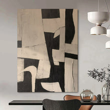 Load image into Gallery viewer, Black - White Bold Geometric Abstract Acrylic Art, For Dining Room & Gallery Walls LargeART0977