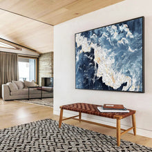 Load image into Gallery viewer, Blue Ocean Wave Abstract - Dynamic Living Room Art LargeART1528