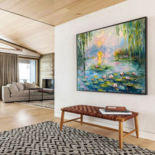 Load image into Gallery viewer, Water Lily Serenity Large - Scale Hand - painted Abstract Acrylic Art DLZ194