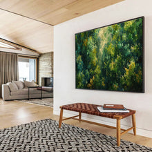 Load image into Gallery viewer, Green Forest “Sunlit Glade” Painting on Canvas, Nature - Inspired Wall Art DKH811