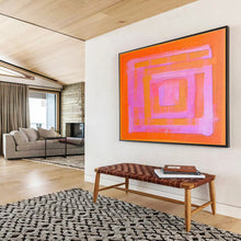 Load image into Gallery viewer, Orange - Pink Geometric Abstract Painting On Canvas DKH368