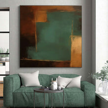 Load image into Gallery viewer, Teal and Brown Abstract Contrast Acrylic Art - Perfect for Modernist Home Office & Eclectic Living Room LargeART0601