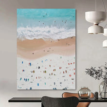 Load image into Gallery viewer, Vibrant Beach Aerial View Abstract Canvas Painting, Great for Family Room & Vacation Rental Lobby LargeART1131