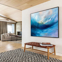Load image into Gallery viewer, Blue Ocean Wave Abstract Painting for Coastal Bedroom & Nautical Restaurant DKH281