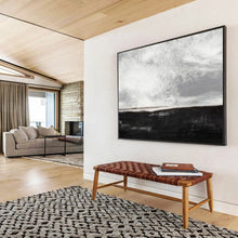 Load image into Gallery viewer, Hand - painted Monochrome Sea & Sky Acrylic Art for Minimalist Bedroom Decor LargeART1666