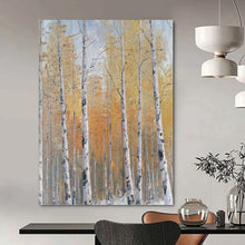 Load image into Gallery viewer, “Autumn Birch Forest Landscape” - Yellow, Orange, White Landscape Art on Canvas DKH1299